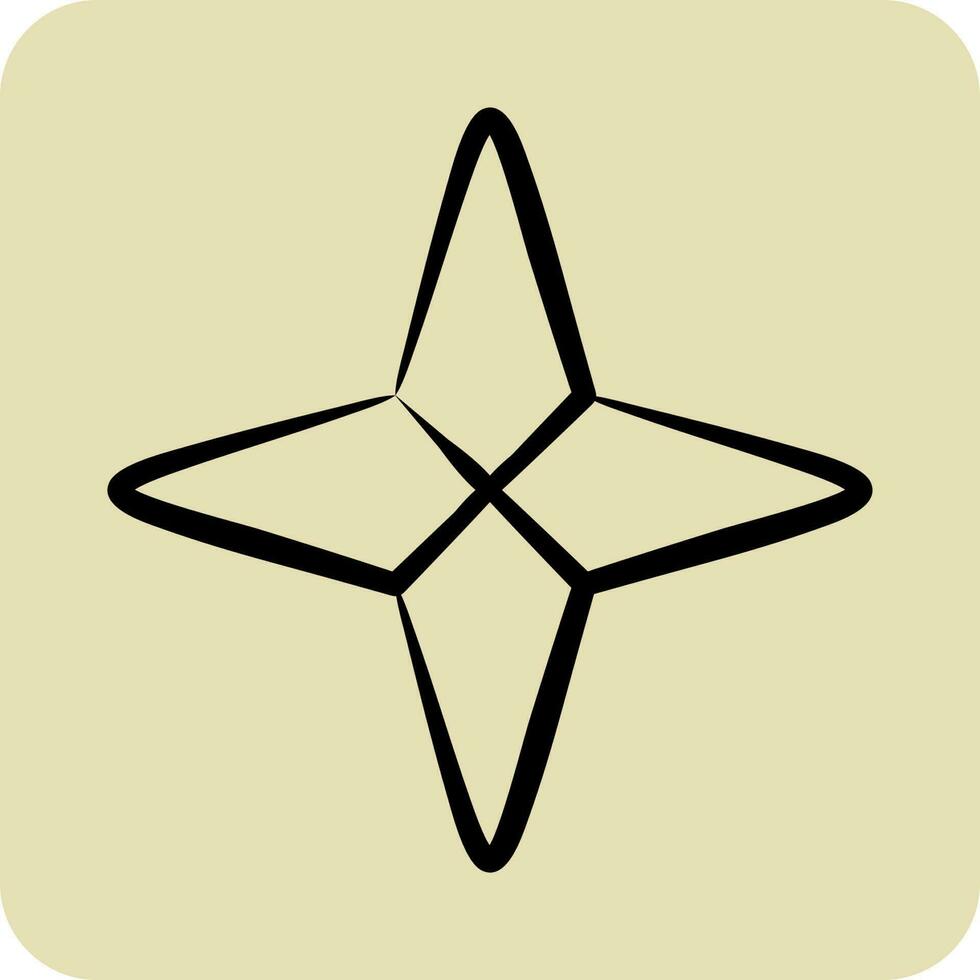 Symbol vier Punkt Sterne. verbunden zu Sterne Symbol. Hand gezeichnet Stil. einfach Design editierbar. einfach Vektor Symbole