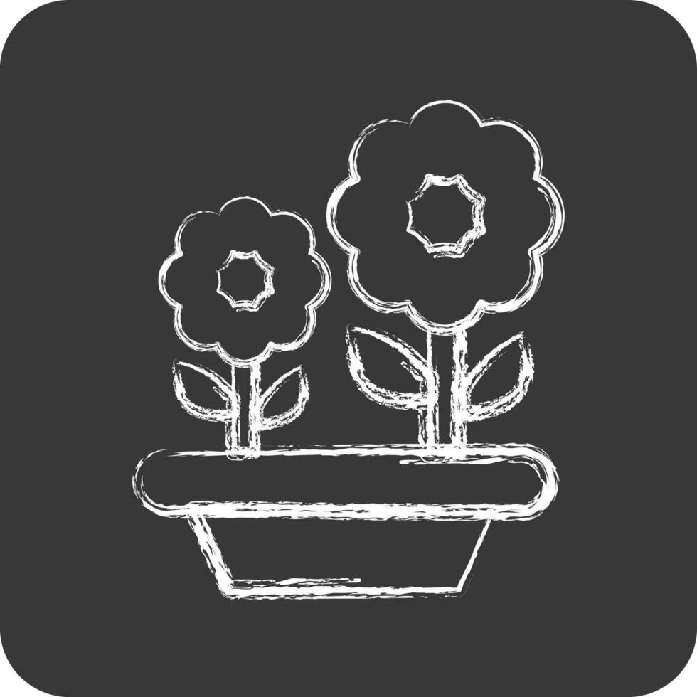 ikon blommor. relaterad till flora symbol. krita stil. enkel illustration. växt. ek. blad. reste sig vektor