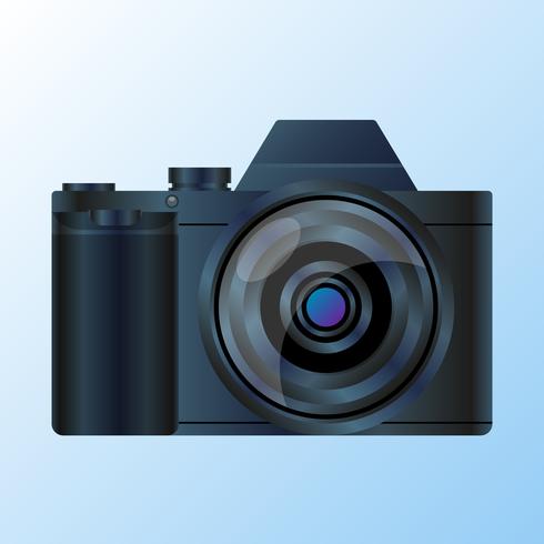 Realistisk DSLR Digital Fotokamera Framsida Med Lins Vektor Illustration