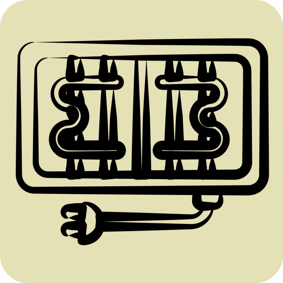 ikon elektrisk grill. lämplig för kök apparater symbol. hand dragen stil. enkel design redigerbar vektor