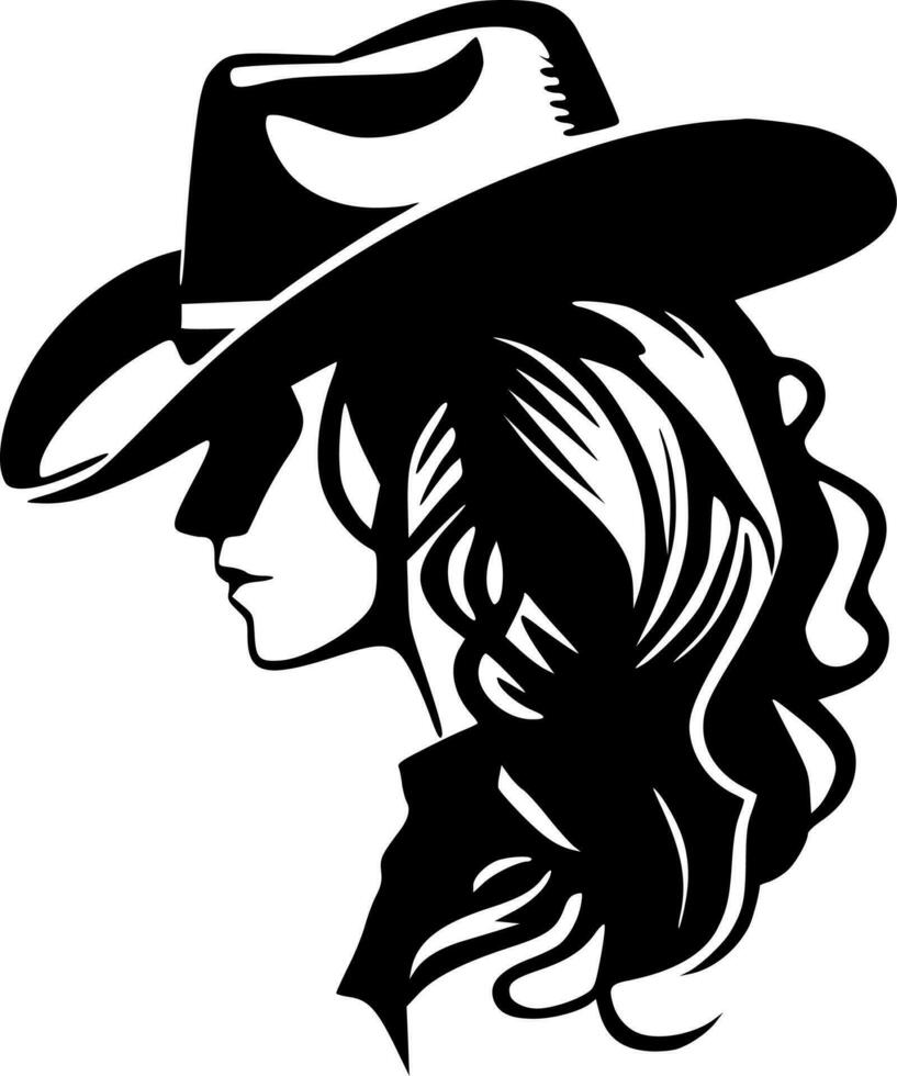 Cowgirl - - minimalistisch und eben Logo - - Vektor Illustration