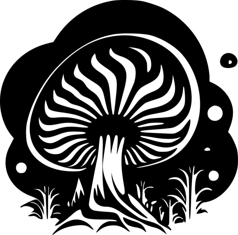 psychedelic - svart och vit isolerat ikon - vektor illustration