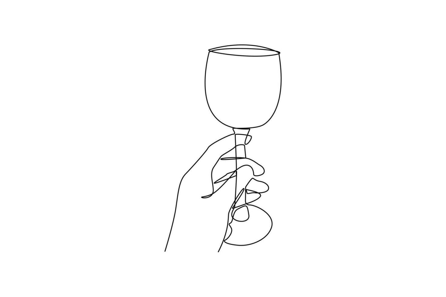 Single einer Linie Zeichnung Wein Glas. Geschirr Konzept. kontinuierlich Linie zeichnen Design Grafik Vektor Illustration.