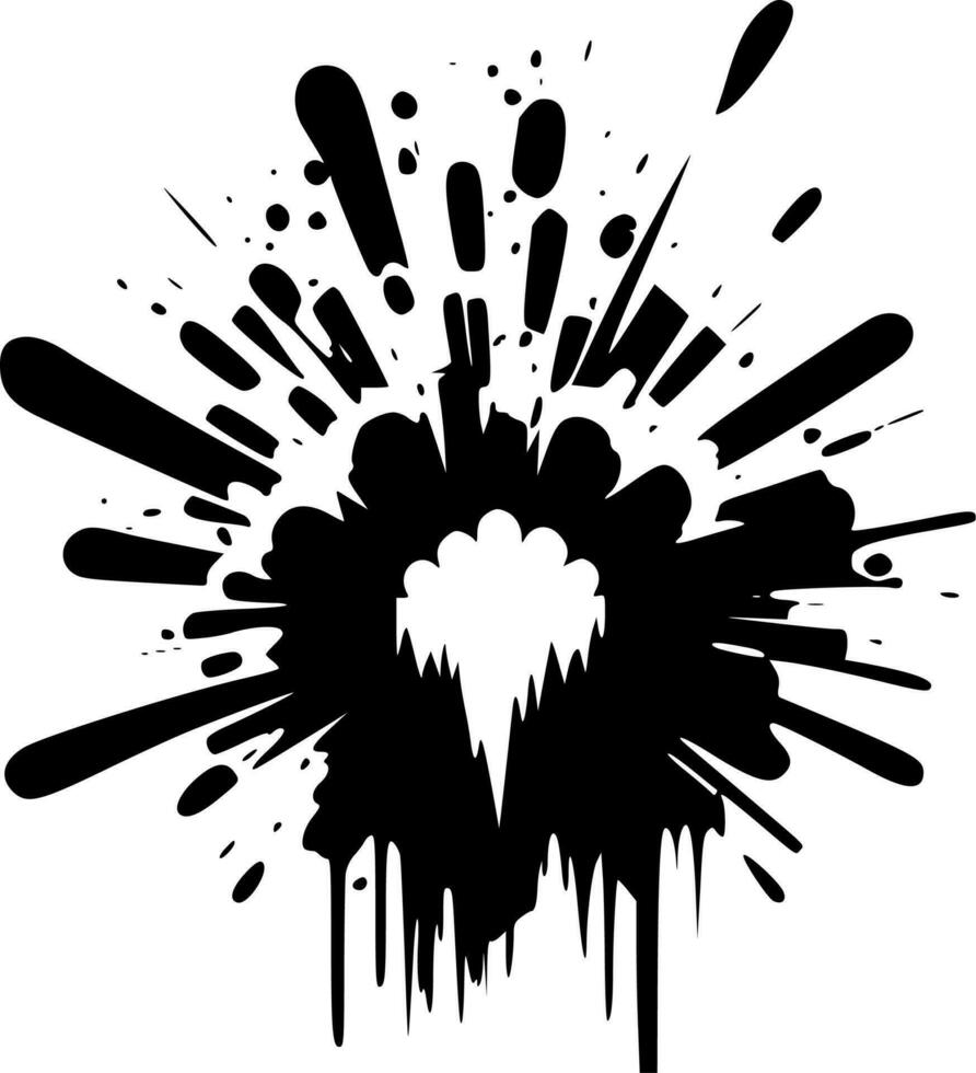 explosion - svart och vit isolerat ikon - vektor illustration