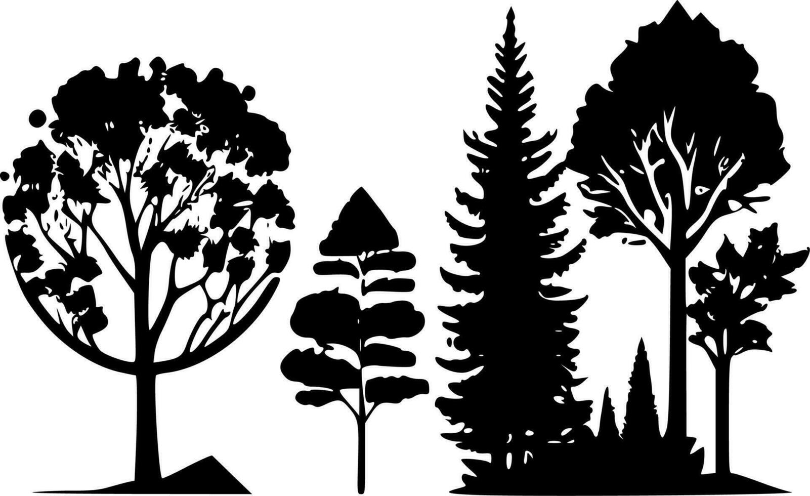Bäume, minimalistisch und einfach Silhouette - - Vektor Illustration