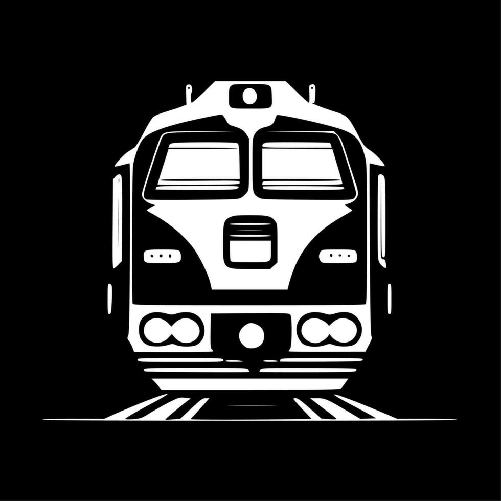 tåg - svart och vit isolerat ikon - vektor illustration