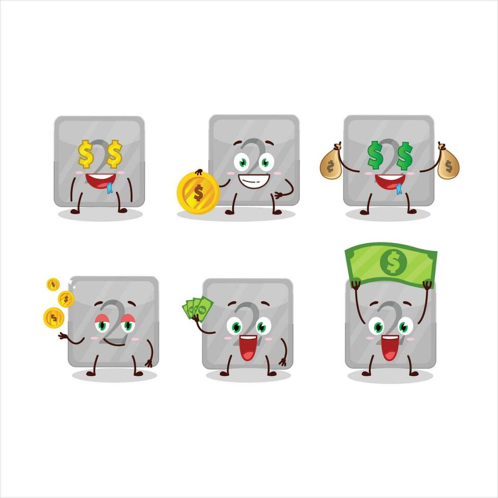 silver- först knapp tecknad serie karaktär med söt uttryckssymbol föra pengar vektor
