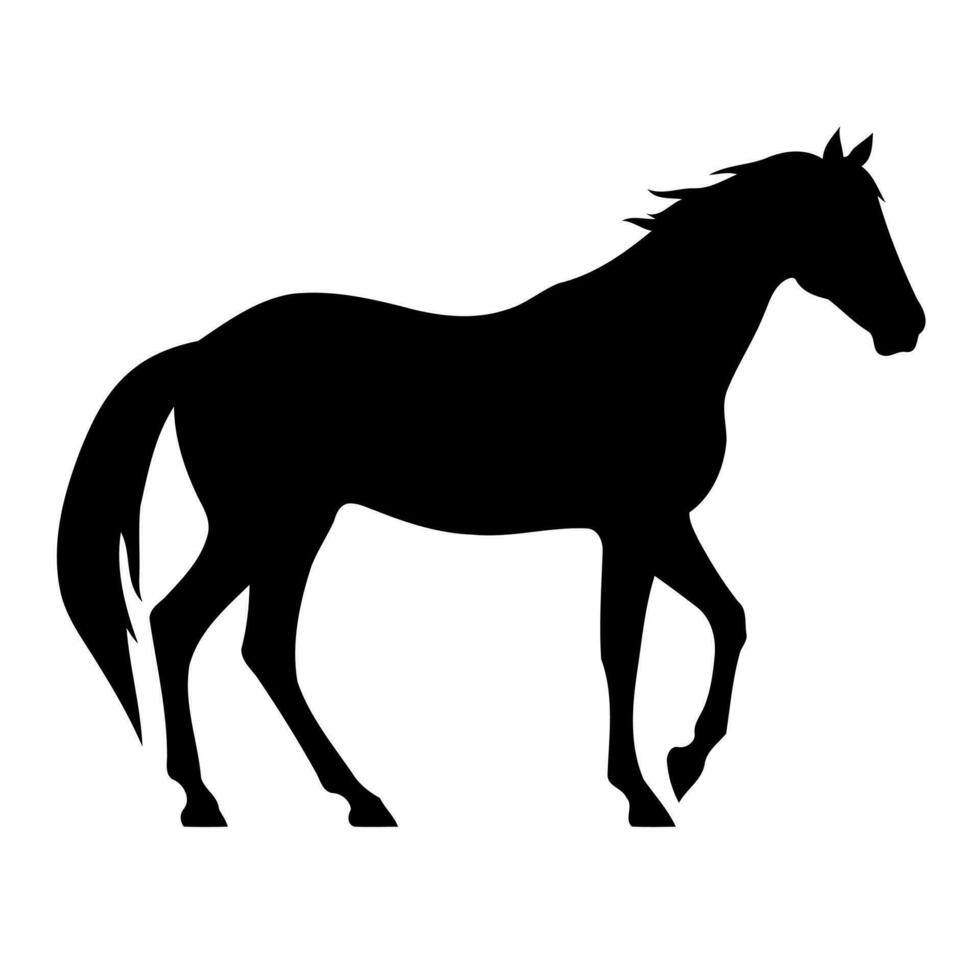 djur- däggdjur häst silhuett svart och vit vektor