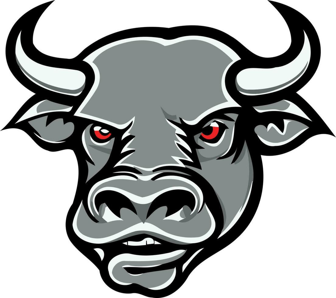 svart och vit ko huvud logotyp vektor