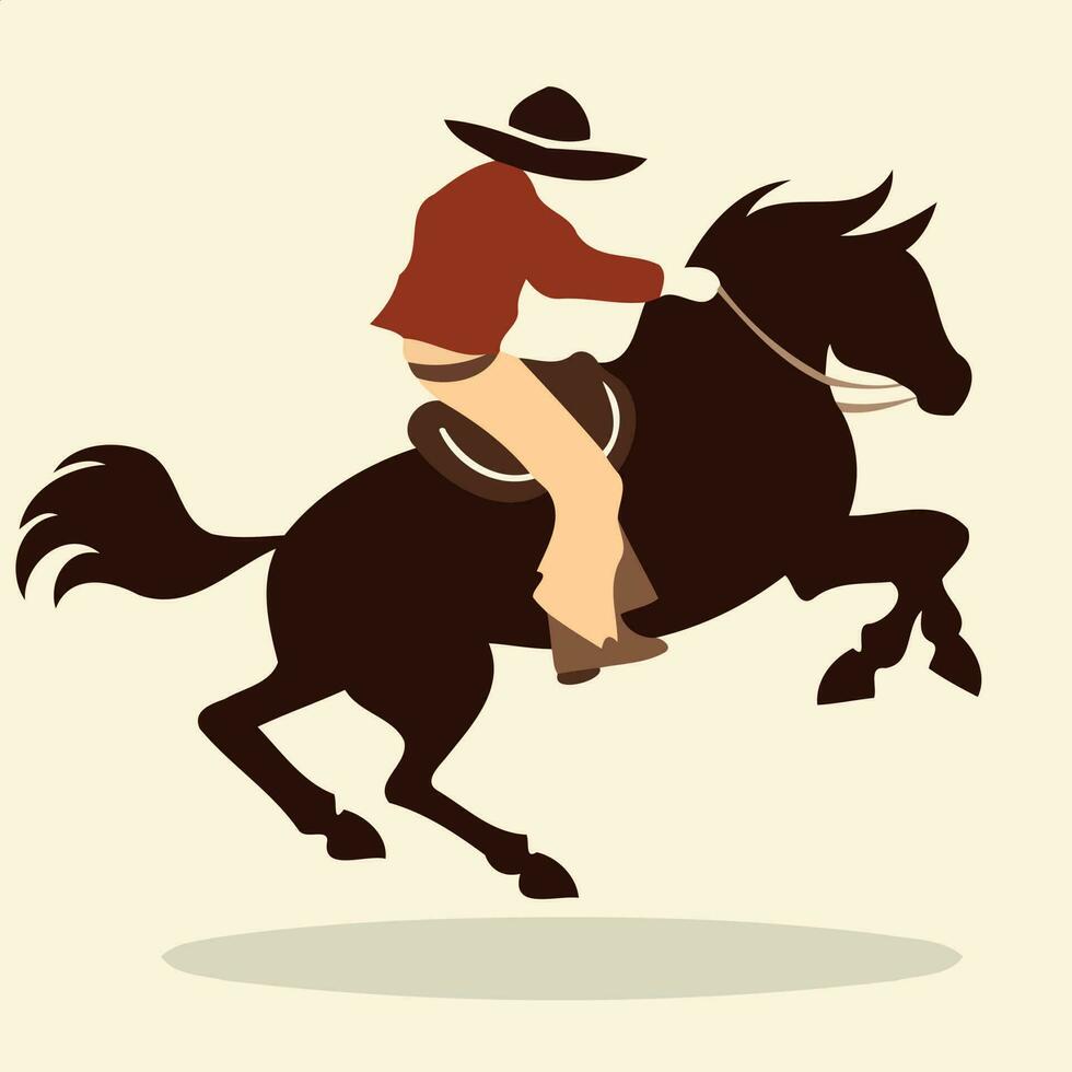 cowboy man ridning en häst på en rodeo häst ridning vektor