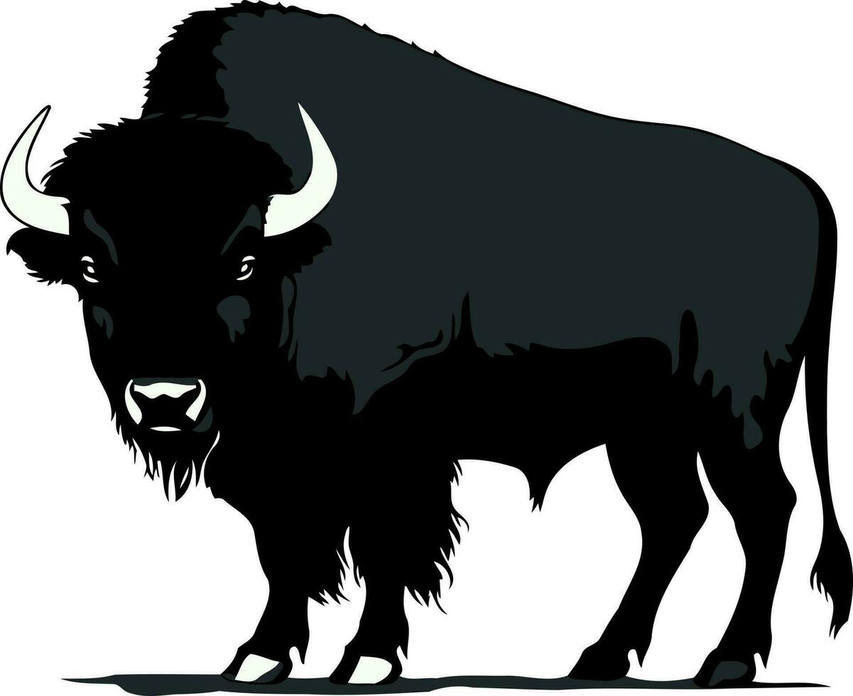 svart silhuett av bison djur- vektor