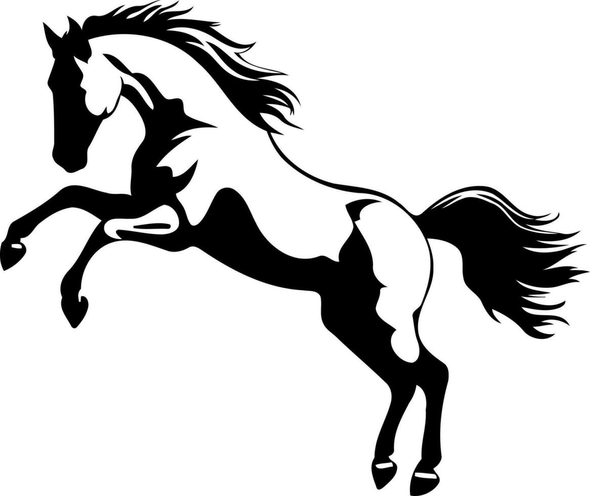 Tier Pferd Aufzucht schwarz und Weiß Silhouette vektor
