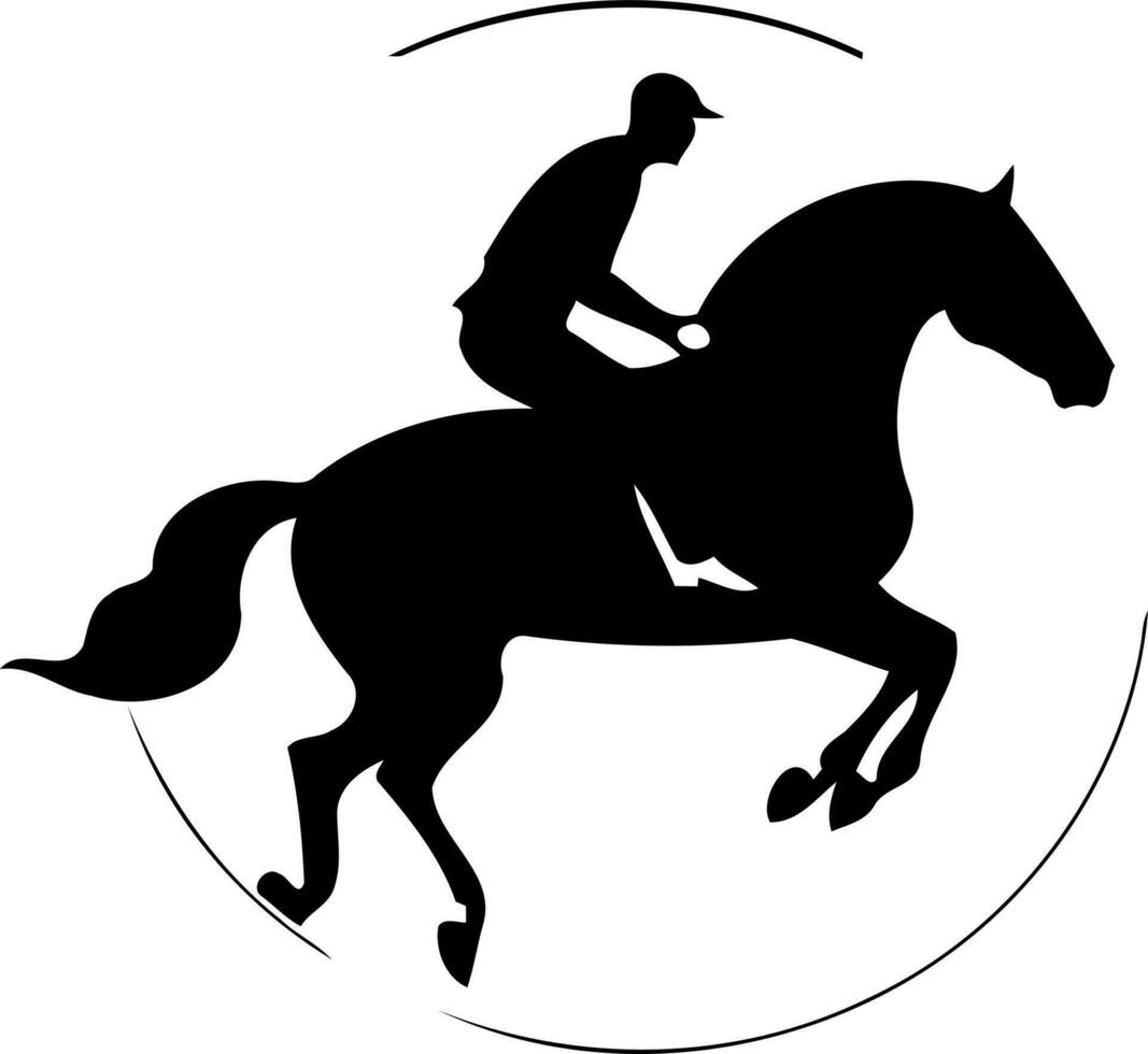 Cowboy Mann Reiten ein Pferd beim ein Rodeo Pferd Reiten schwarz und Weiß Silhouette vektor