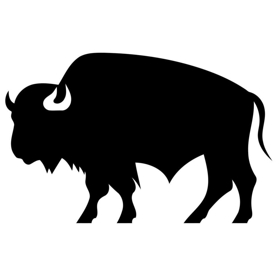 svart silhuett av bison djur- vektor