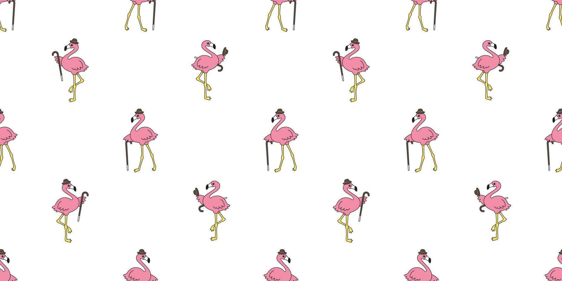 Flamingo nahtlos Muster Vektor Rosa Flamingos Hut Karikatur Schal isoliert Fliese Hintergrund wiederholen Hintergrund Illustration