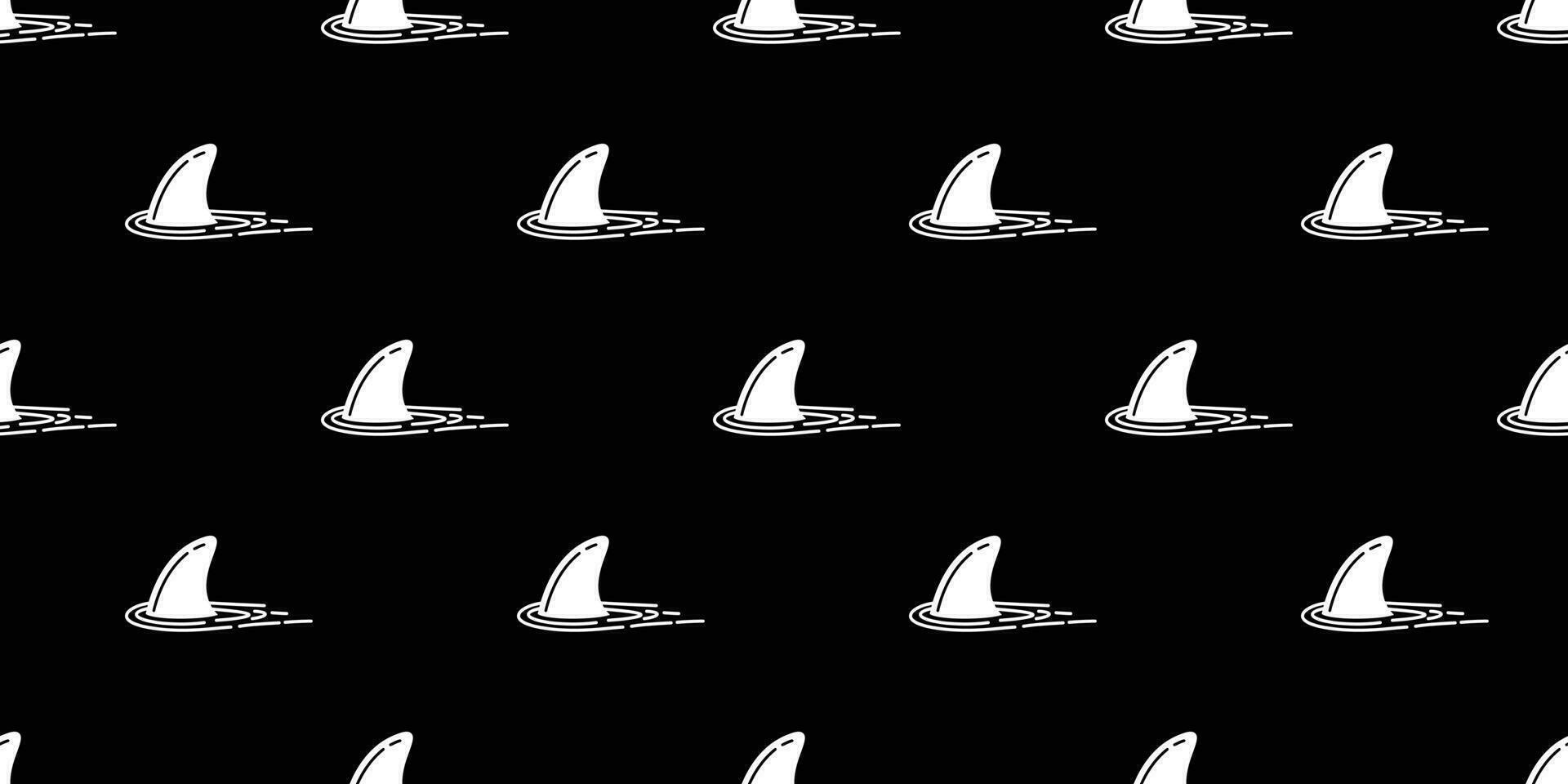 Hai Flosse nahtlos Muster Vektor Delfin Ozean Gekritzel isoliert Hintergrund Hintergrund schwarz