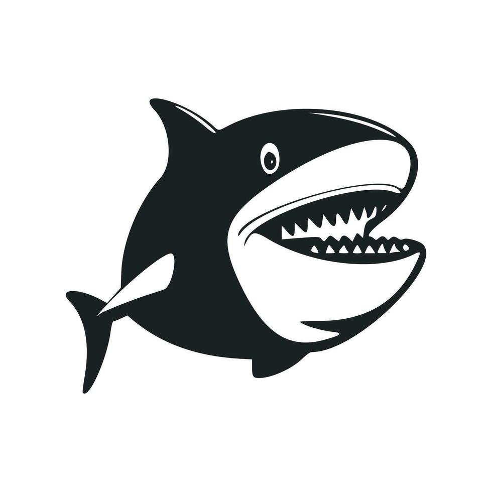 schwarz und Weiß einfach Logo mit ein Süss heiter Hai. vektor