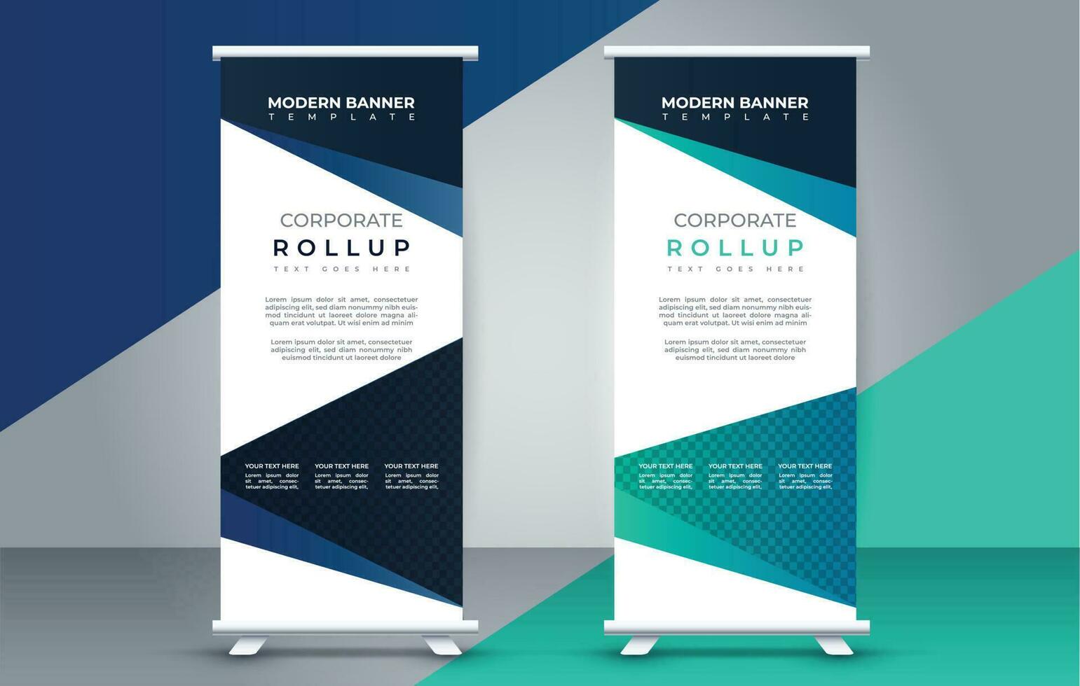 modern rulla upp standee design mall. flygblad. dra upp. presentation. broschyr. affisch. annons vektor