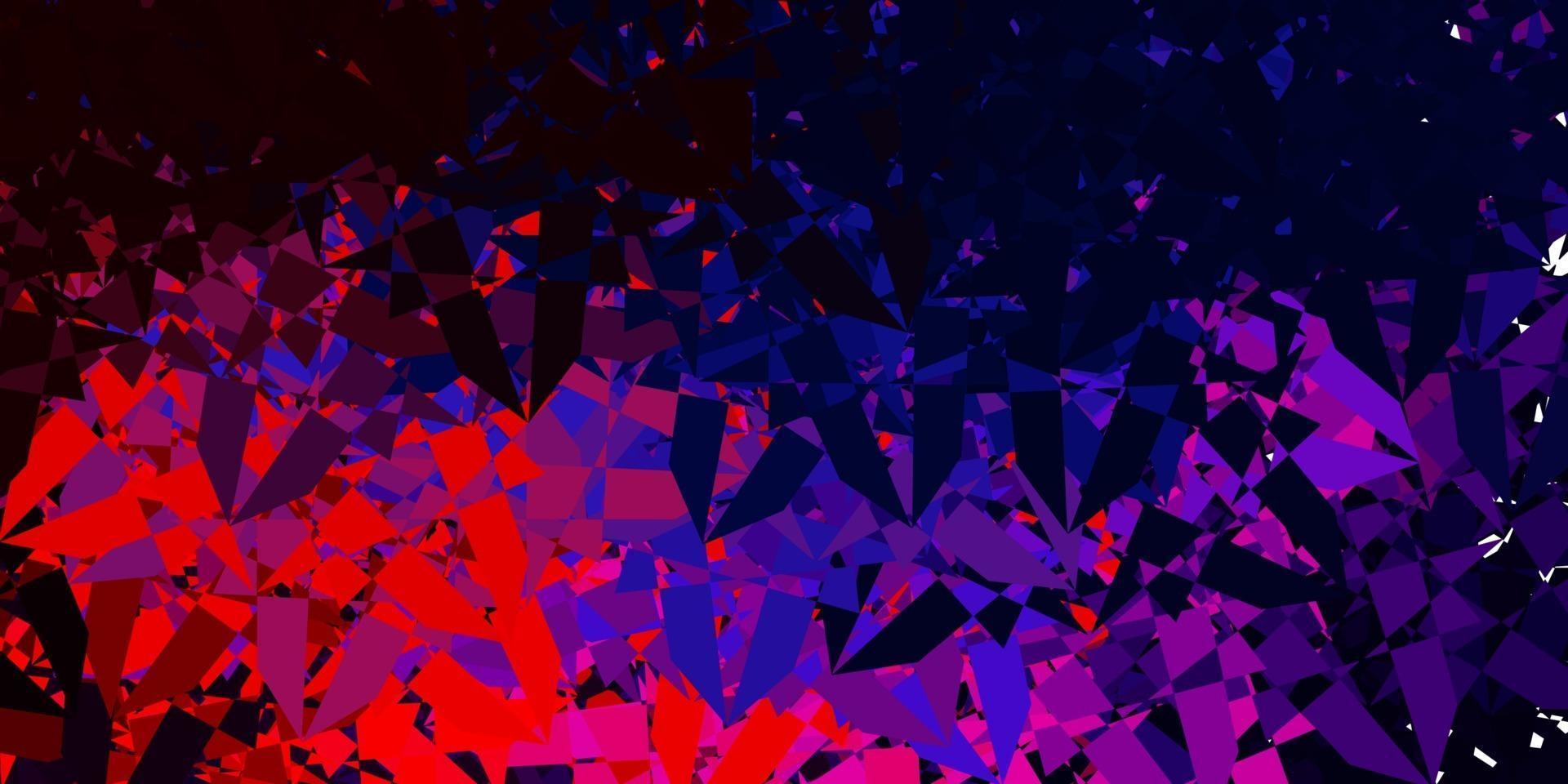 hellblaue, rote Vektorschablone mit Dreiecksformen. vektor
