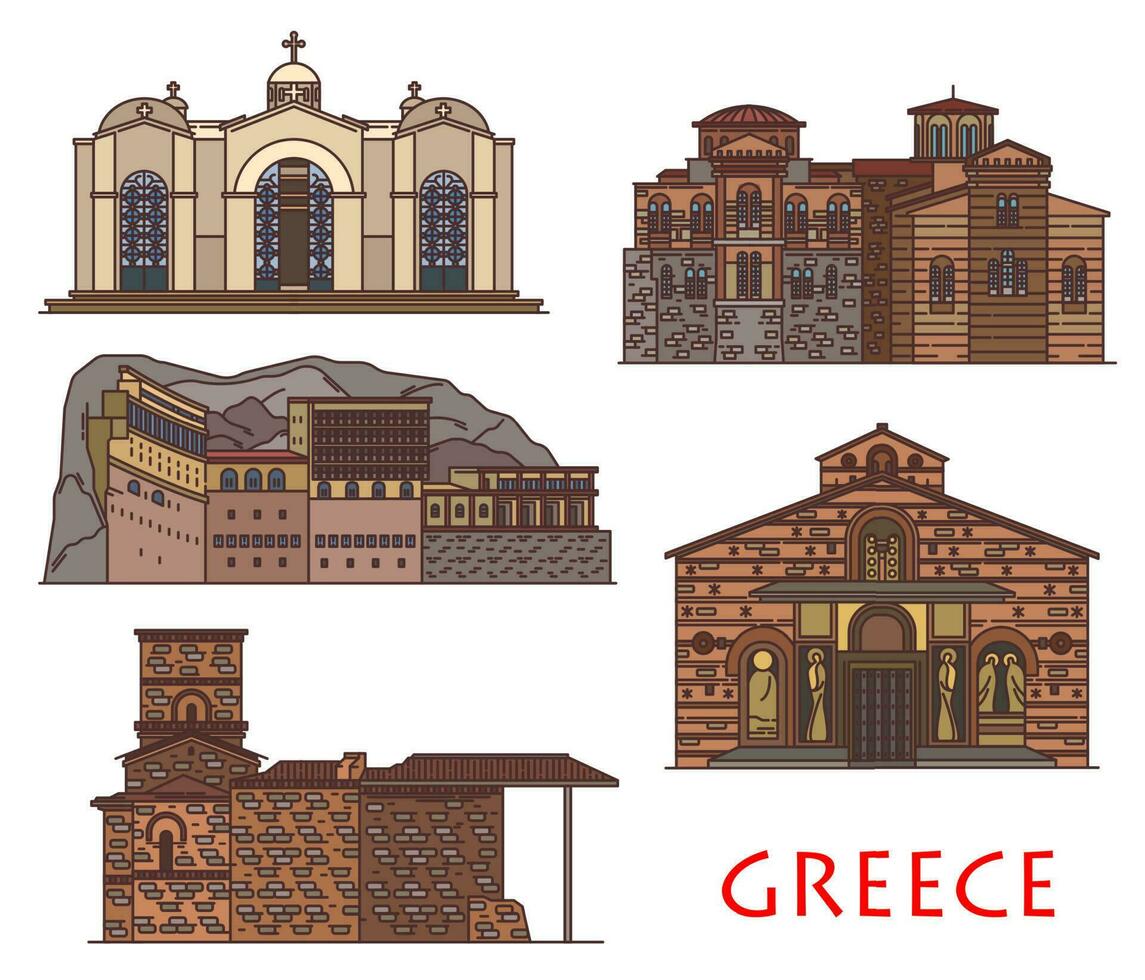 Grekland, aten arkitektur, kyrka och kloster vektor