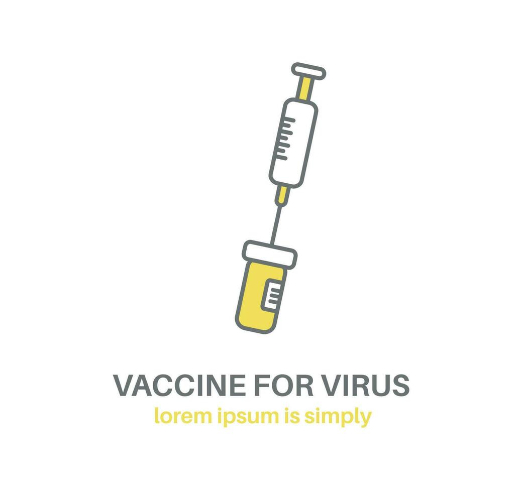 ikon. vaccination. spruta är fastnat in i en flaska med en vaccin. vektor illustration.