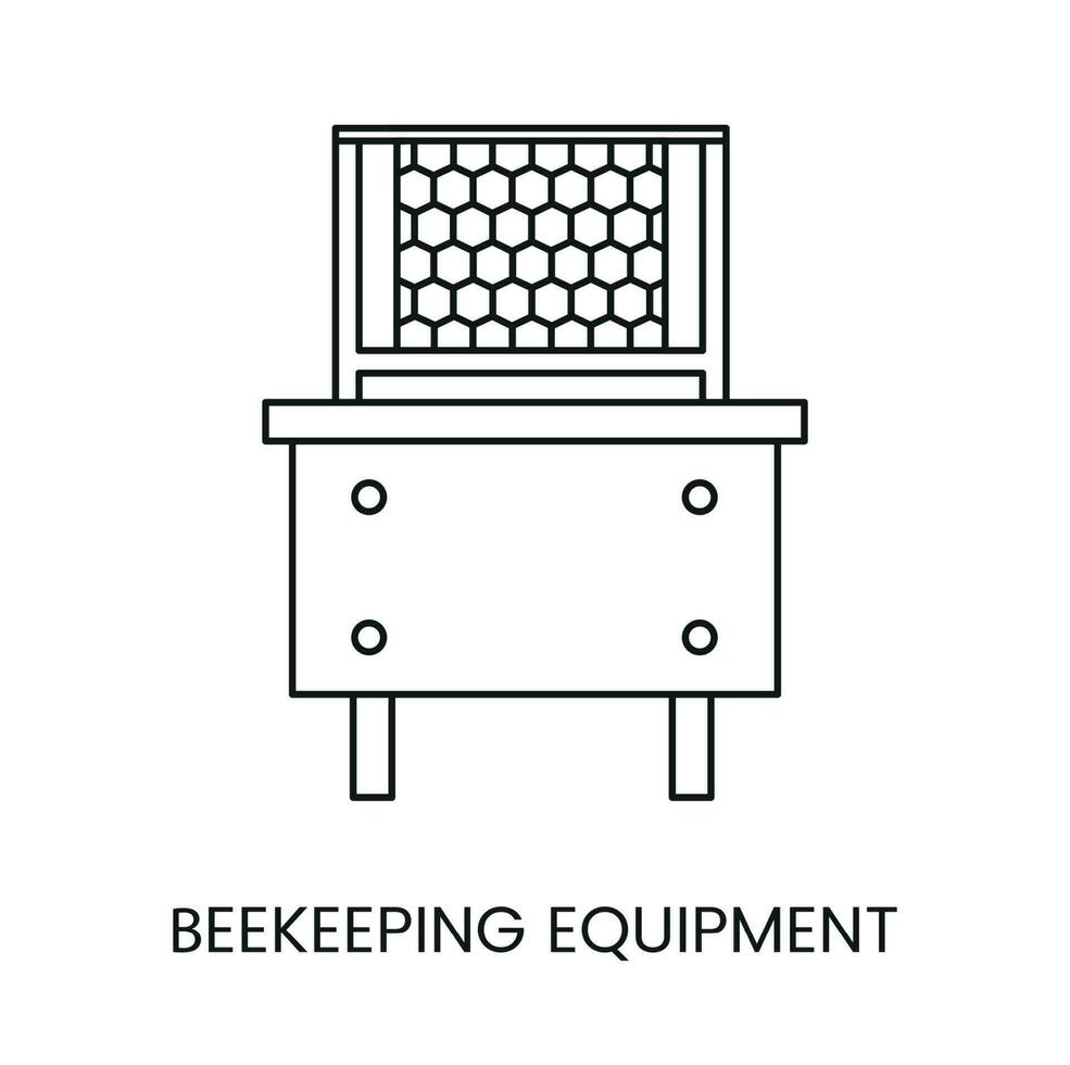 Imker Werkzeuge Symbol mit Tabelle zum Öffnung Biene Waben, Vektor Linie Illustration.