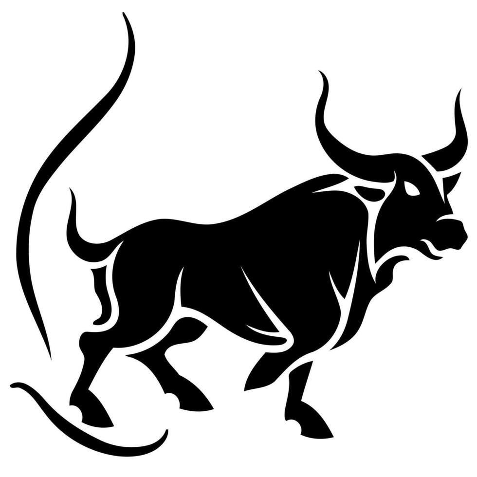 djur- däggdjur tjur logotyp svart och vit silhuett vektor