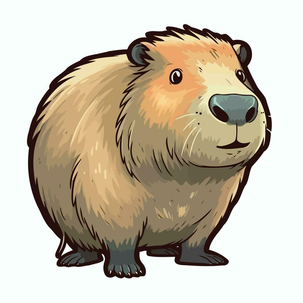 djur- däggdjur capybara isolerat på vit bakgrund vektor