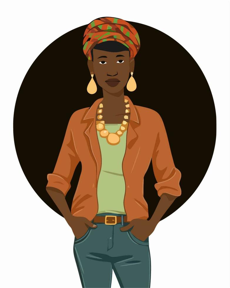 afrikansk flicka med Smycken vektor