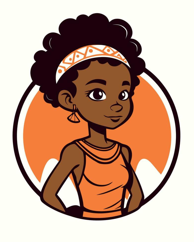afrikansk flicka i orange logotyp vektor