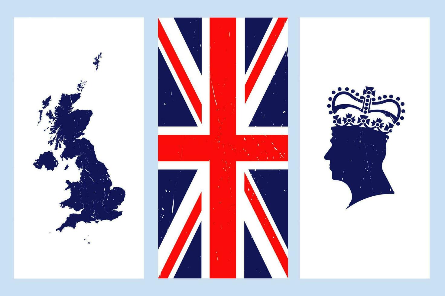 London, kann 6., 2023 - - diese Vektor Illustration zeigt das Krönung von König Charles iii, mit ein Silhouette von König Charles iii tragen ein Krone, wie Gut wie ein Karte und das Flagge von großartig Großbritannien.