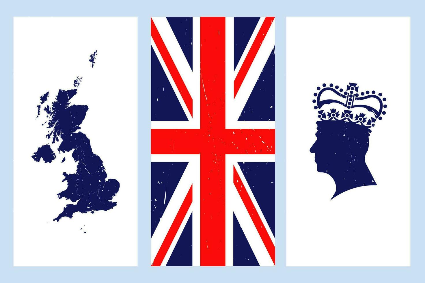 london, Maj 6:a, 2023 - detta vektor illustration skildrar de kröning av kung charles iii, terar en silhuett av kung charles iii bär en krona, som väl som en Karta och de flagga av bra Storbritannien.