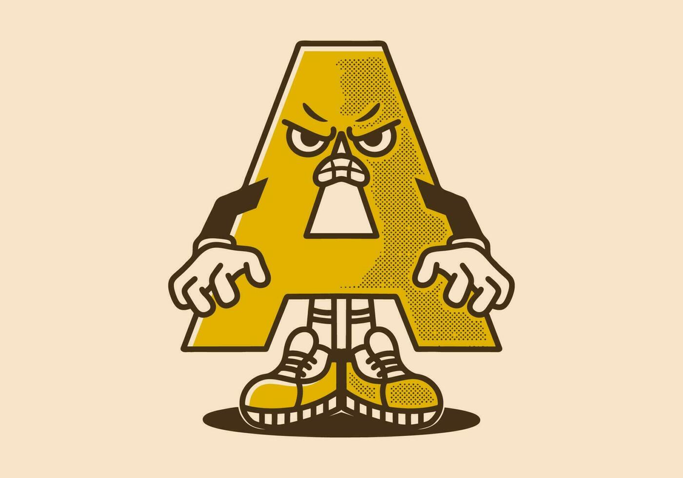 Maskottchen Charakter Design von ein Brief mit ein wütend Ausdruck vektor