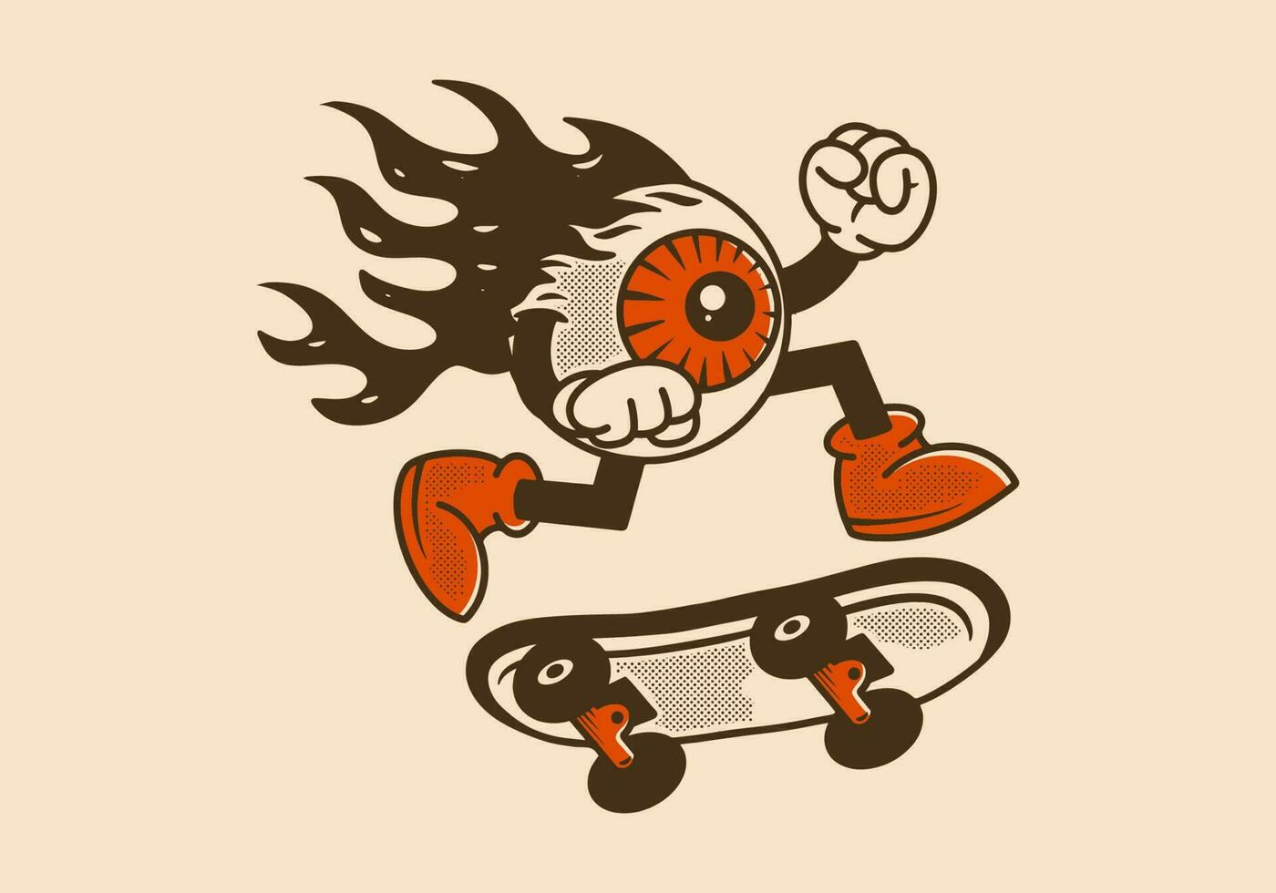 Maskottchen Charakter Design von Auge Ball Springen auf Skateboard vektor