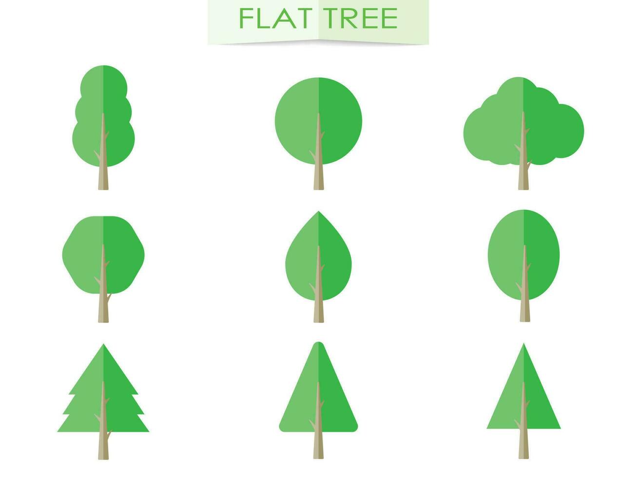 Sammlung von Symbolen für flache Bäume. kann verwendet werden, um jedes Thema der Natur oder eines gesunden Lebensstils zu veranschaulichen. vektor