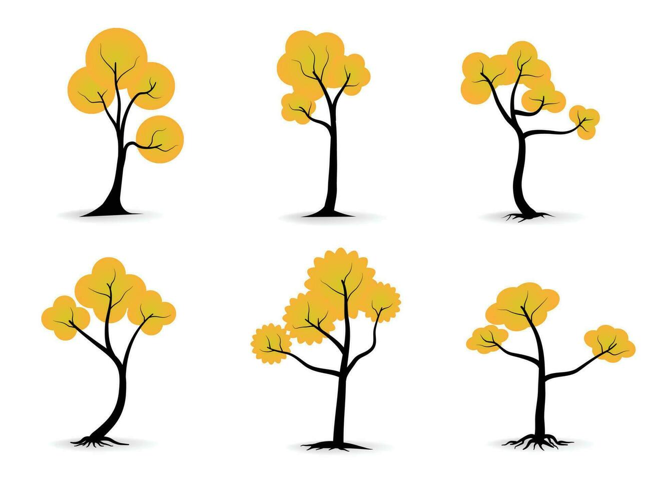 höst träd uppsättning , en mängd av orange träd för din arbetssätt. vektor