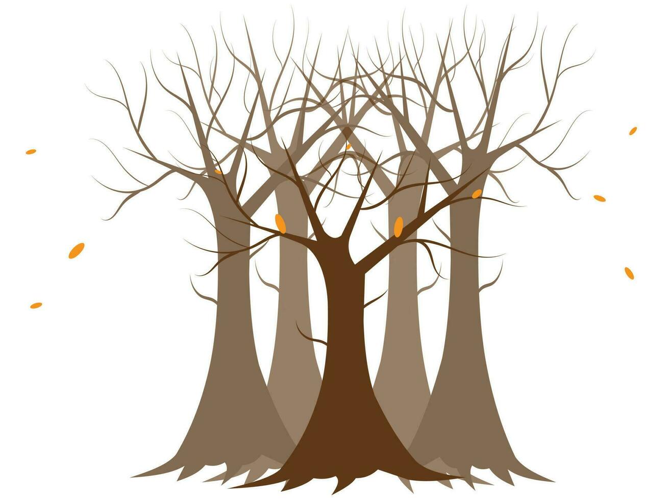 objekt stor träd för höst och färgrik löv. vektor