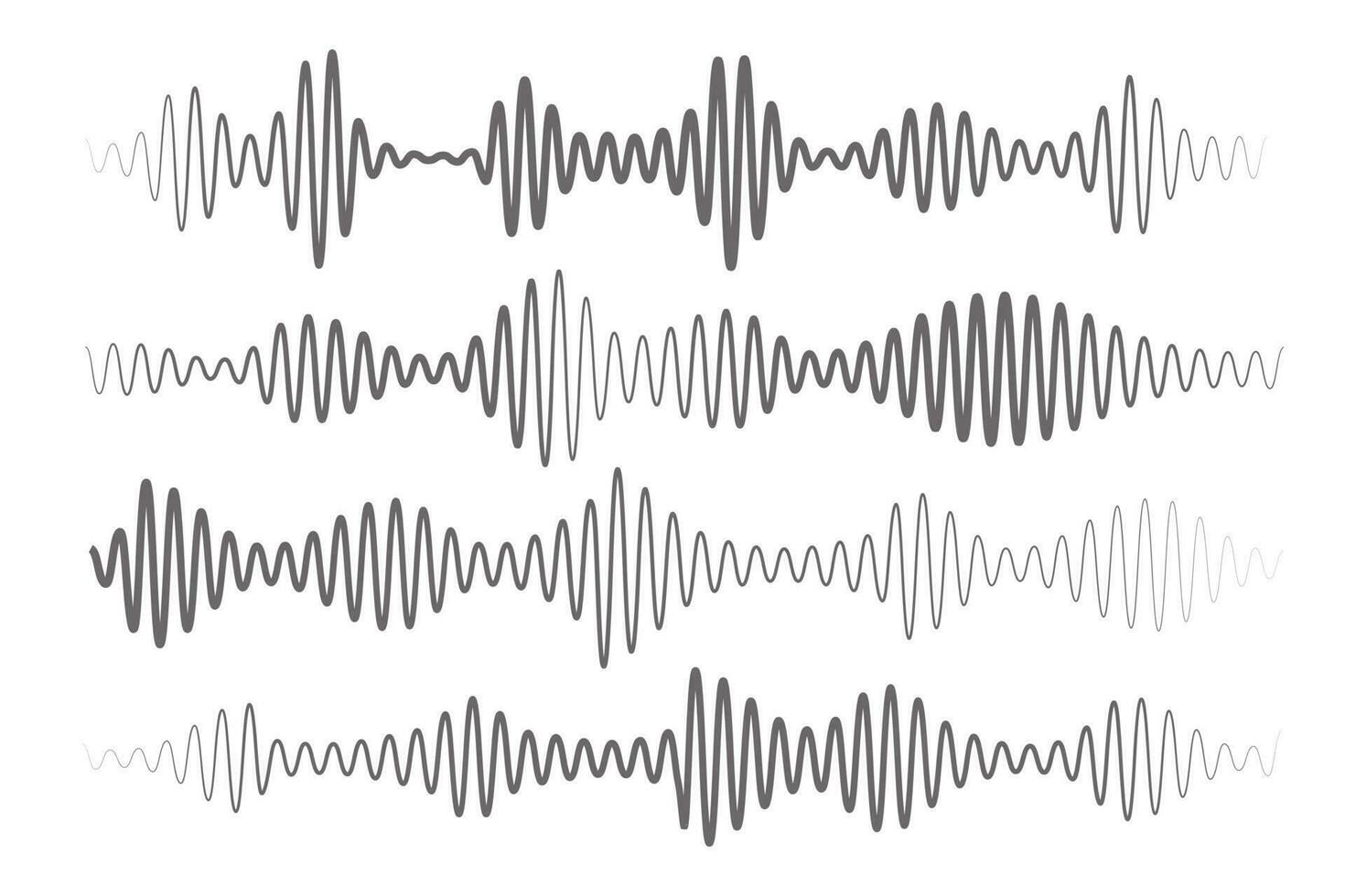 Klang Audio- Welle. Musik- Stimme und Radio Frequenz Linien. Grafik Equalizer und Digital Volumen Illustration. Vektor abstrakt Impuls