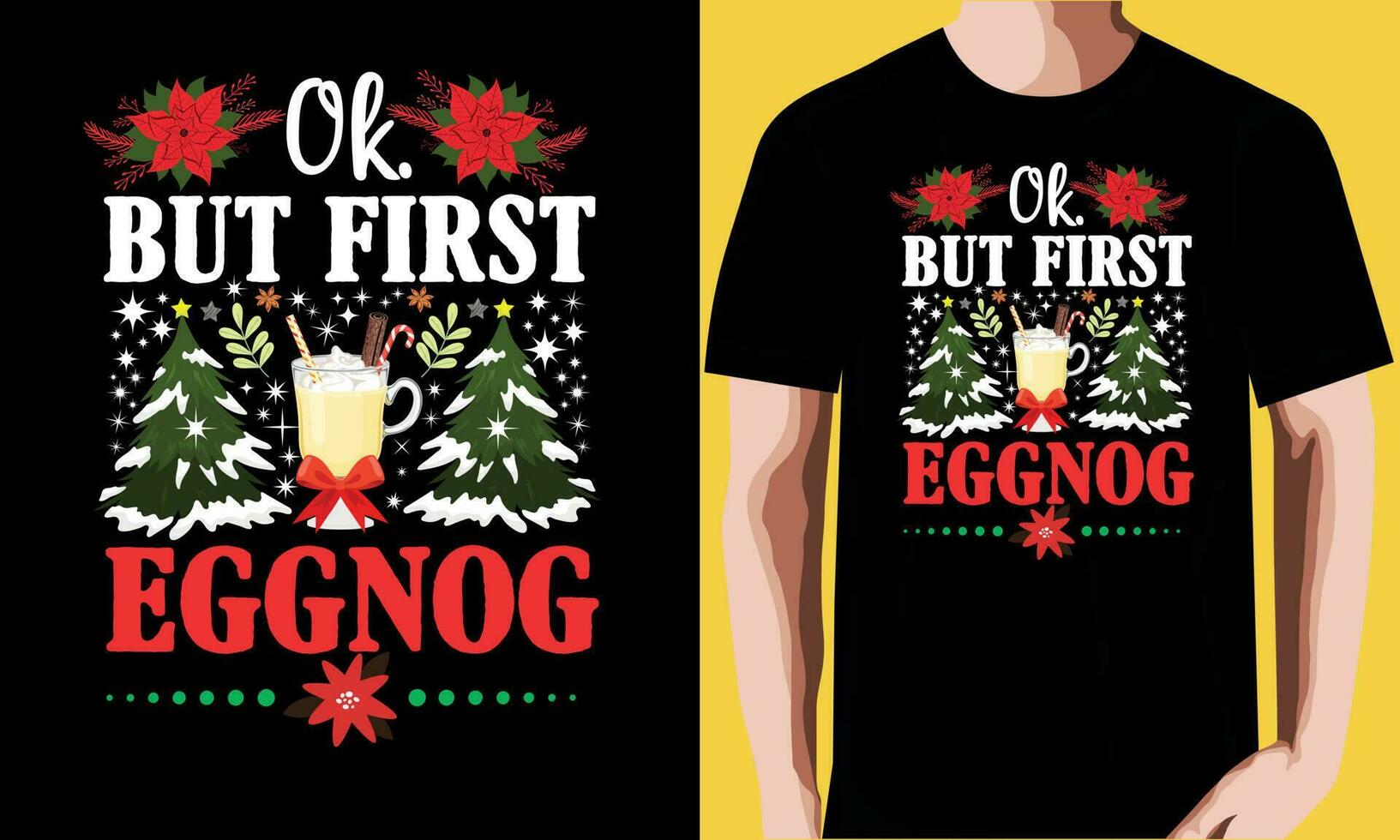 ok men först äggtoddy jul t-shirt design. vektor
