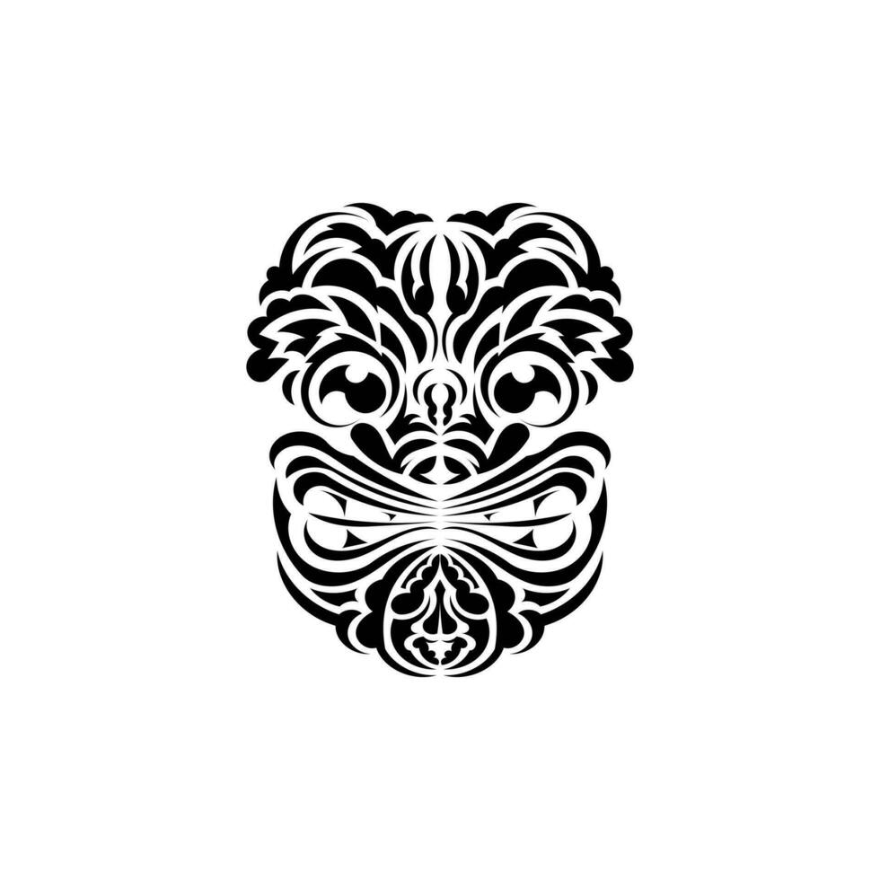de ansikte av en viking eller orc. traditionell totem symbol. svart prydnad. vektor illustration isolerat på vit bakgrund.