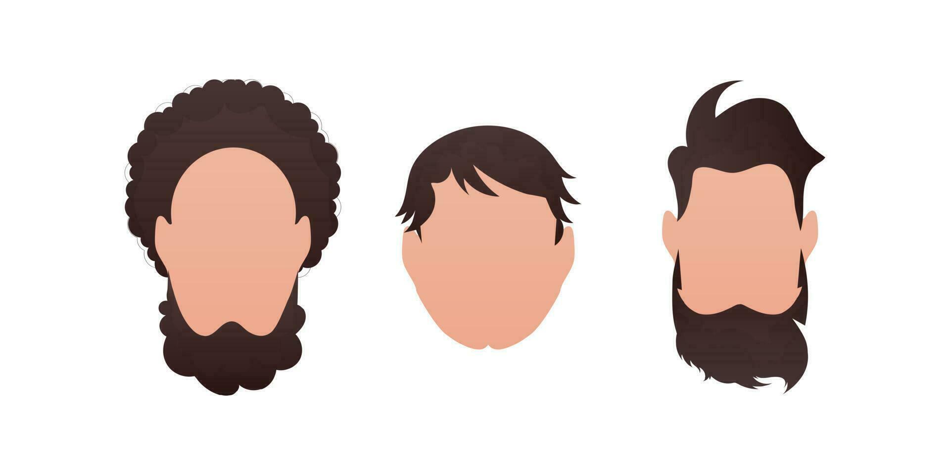 einstellen Gesichter von Jungs mit anders Frisuren. isoliert. vektor