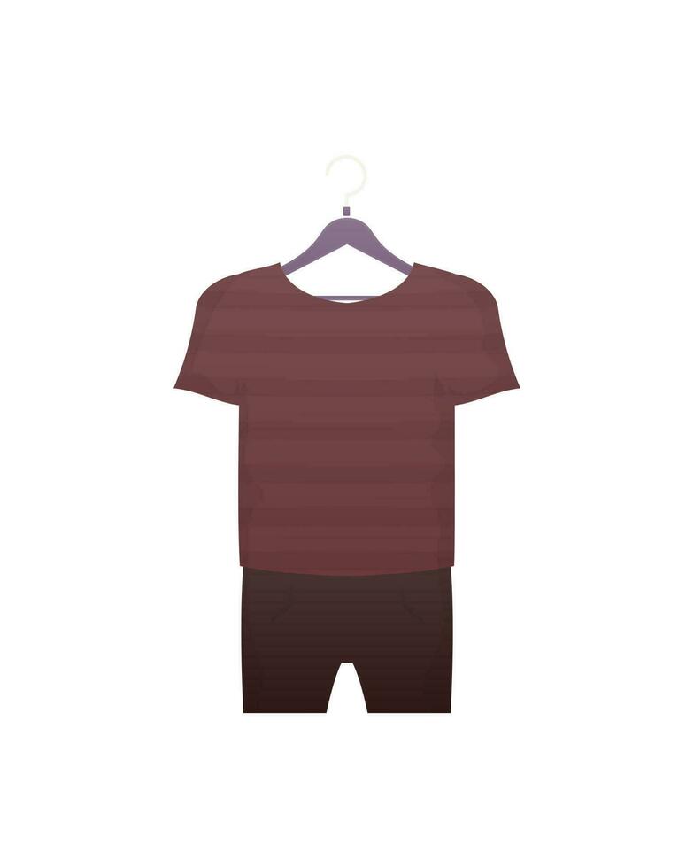 t-shirt och shorts. en uppsättning av barns kläder för en pojke. isolerat på vit bakgrund. tecknad serie stil. vektor illustration.