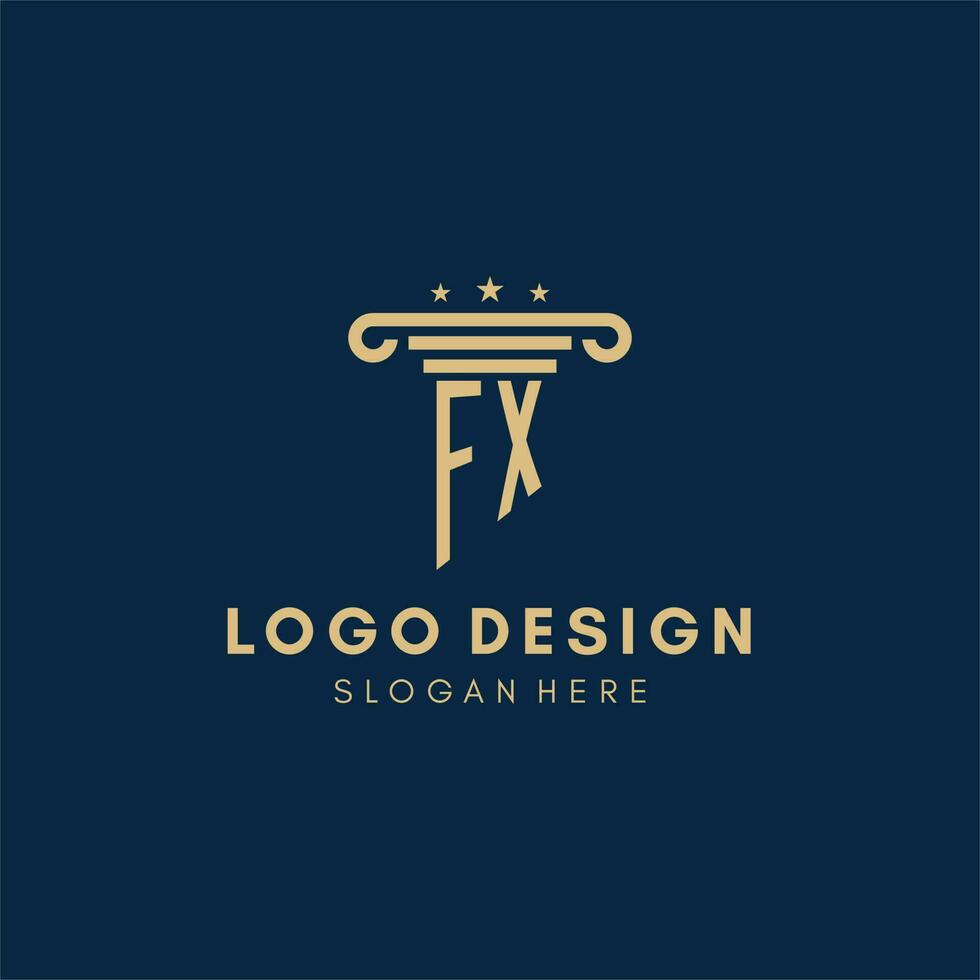 fx Monogramm Initiale Logo mit Säule und Sterne, Beste Design zum legal Feste vektor