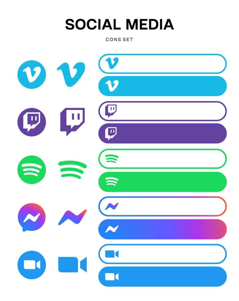 social vinstockar rycka till Spotify budbärare zoom ikon knapp mall vektor