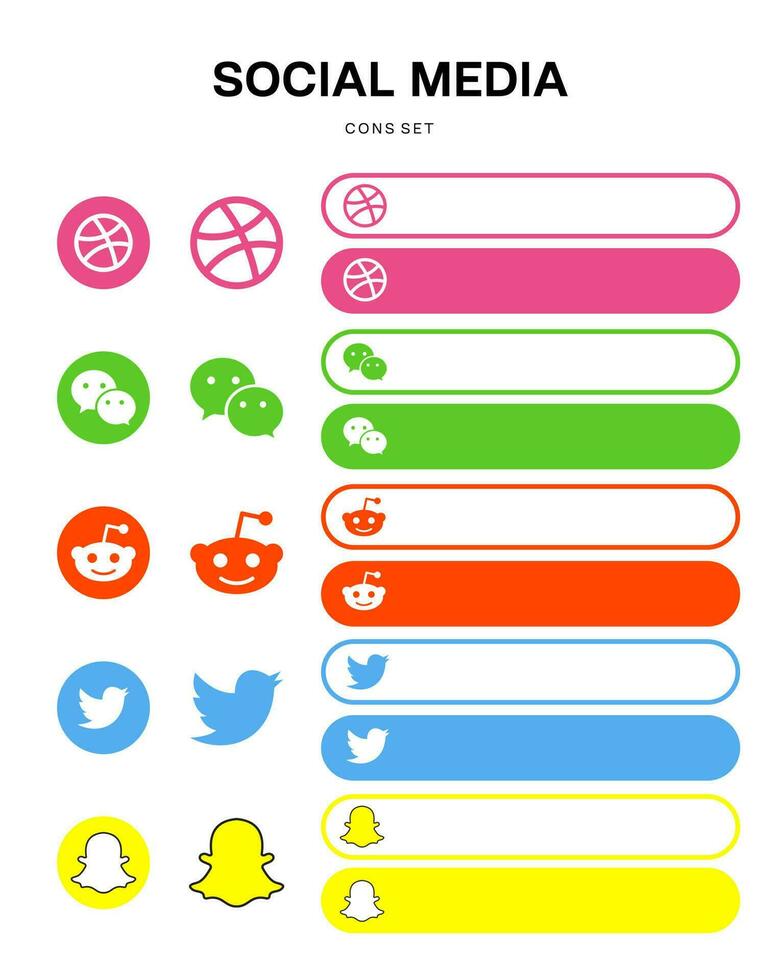 Sozial Medien dribbeln wechat Twitter Snapchat Symbol Taste Vorlage vektor