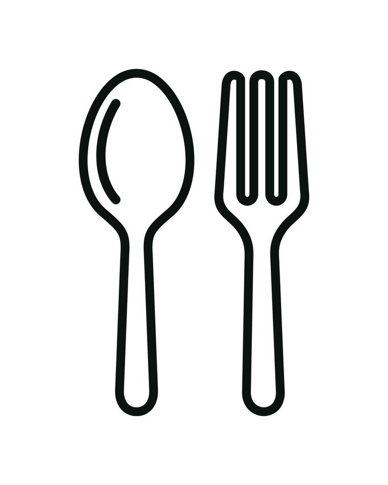 Löffel und Gabel, essen, Restaurant, Essen Symbol isoliert auf Weiß Hintergrund vektor