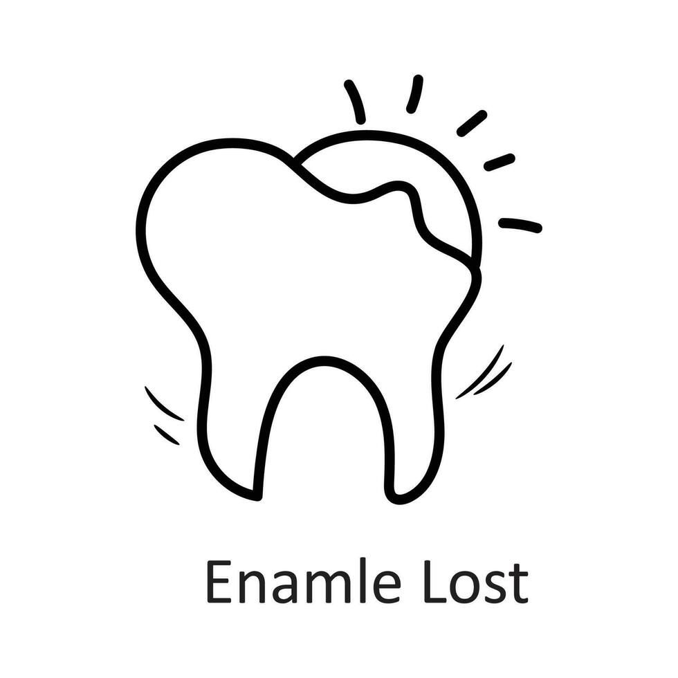 emalj förlorat vektor översikt ikon design illustration. tandläkare symbol på vit bakgrund eps 10 fil