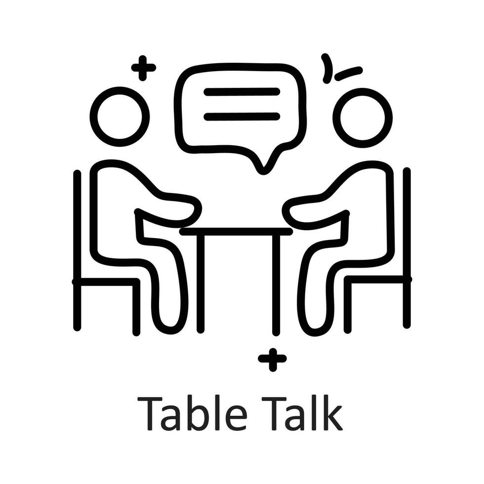 Tabelle sich unterhalten Vektor Gliederung Symbol Design Illustration. Kommunikation Symbol auf Weiß Hintergrund eps 10 Datei