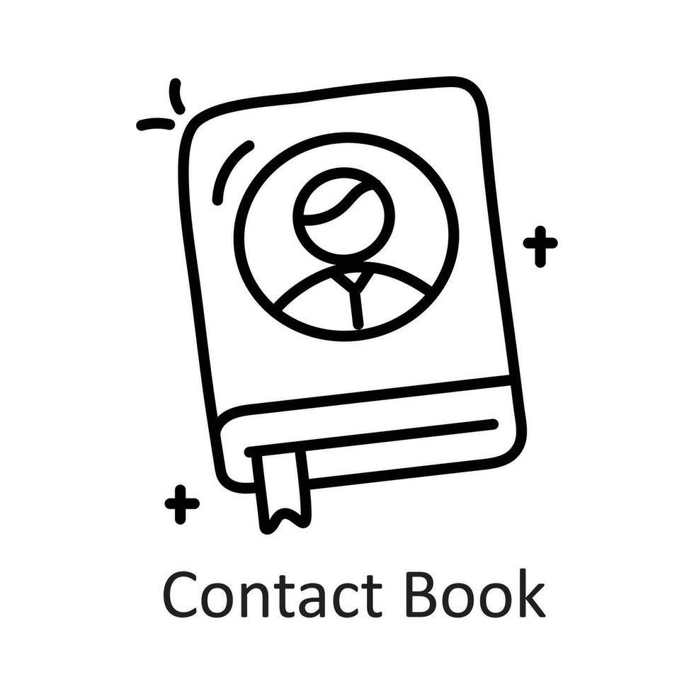 Kontakt Buch Vektor Gliederung Symbol Design Illustration. Kommunikation Symbol auf Weiß Hintergrund eps 10 Datei