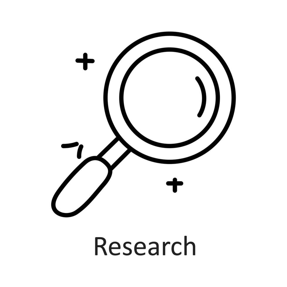 forskning vektor översikt ikon design illustration. kommunikation symbol på vit bakgrund eps 10 fil